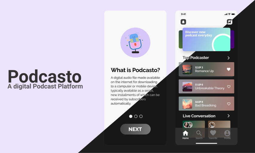 Screenshot of Podcasto Mobile Design